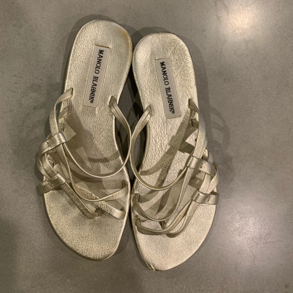 Manolo Blahnik champagne sandals